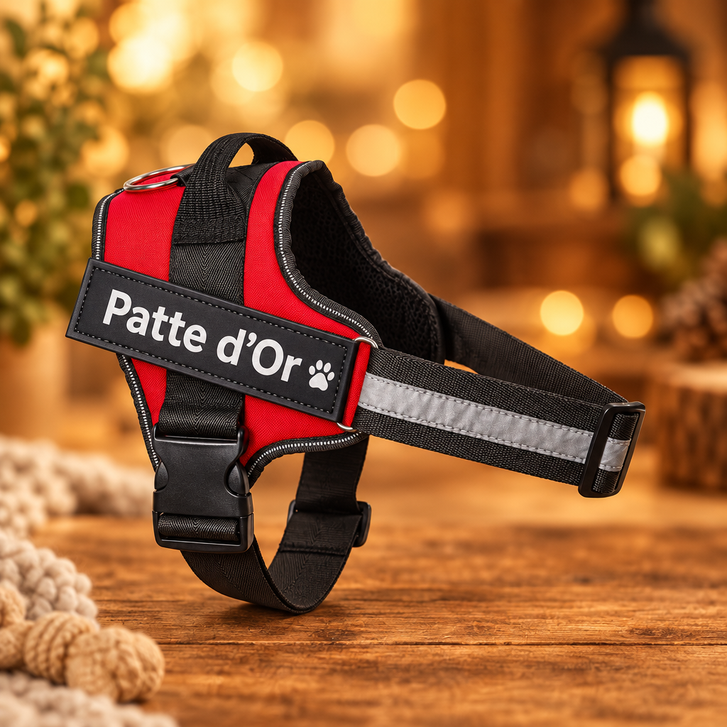 Harnais rouge Patte d'Or