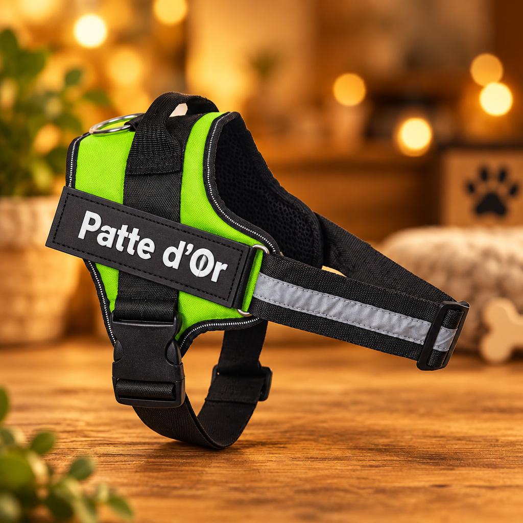 Harnais vert fluo Patte d'Or